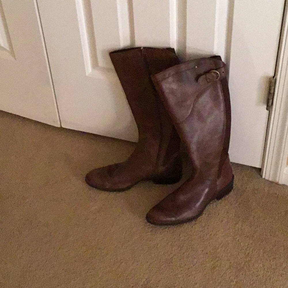 Brown leather boots